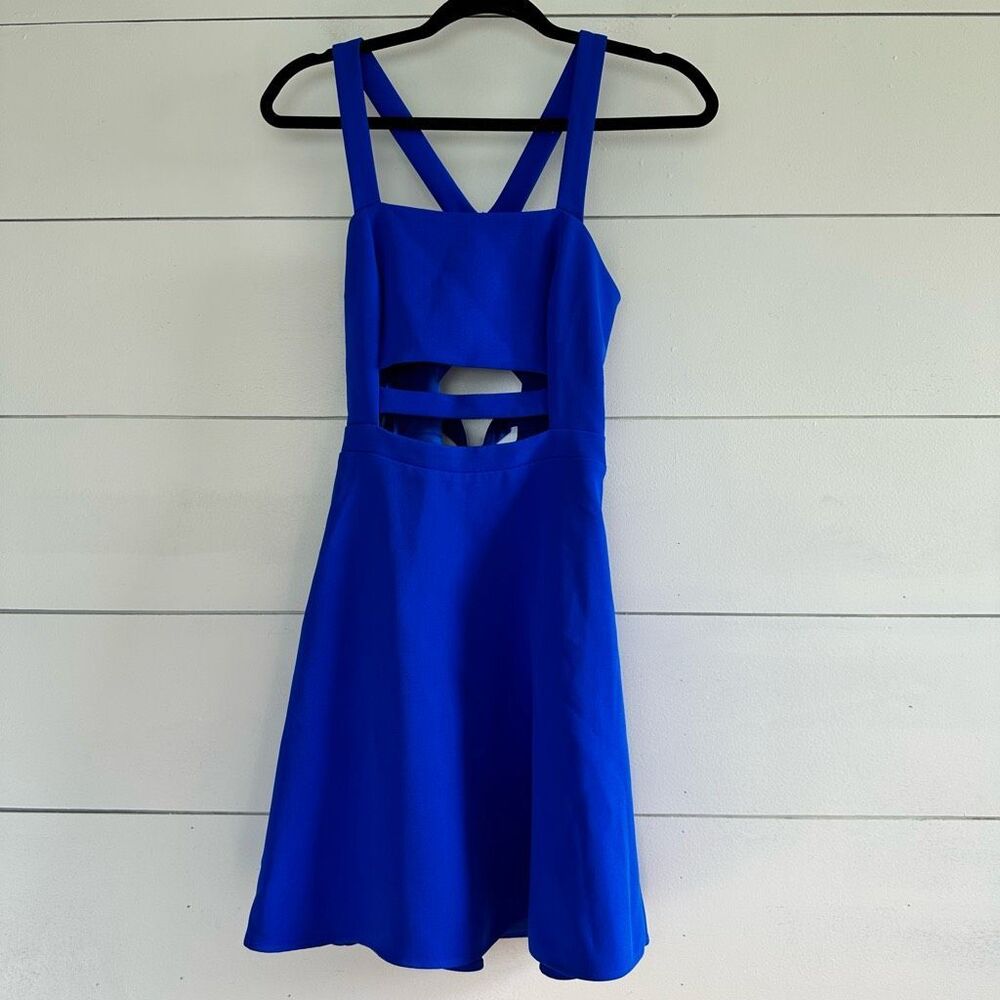 Express Women’s 0 Royal Blue Cutout Fit and Flare Dress